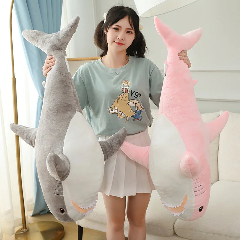 Colorful Shark Plush Toy – Soft Stuffed Animal Pillow