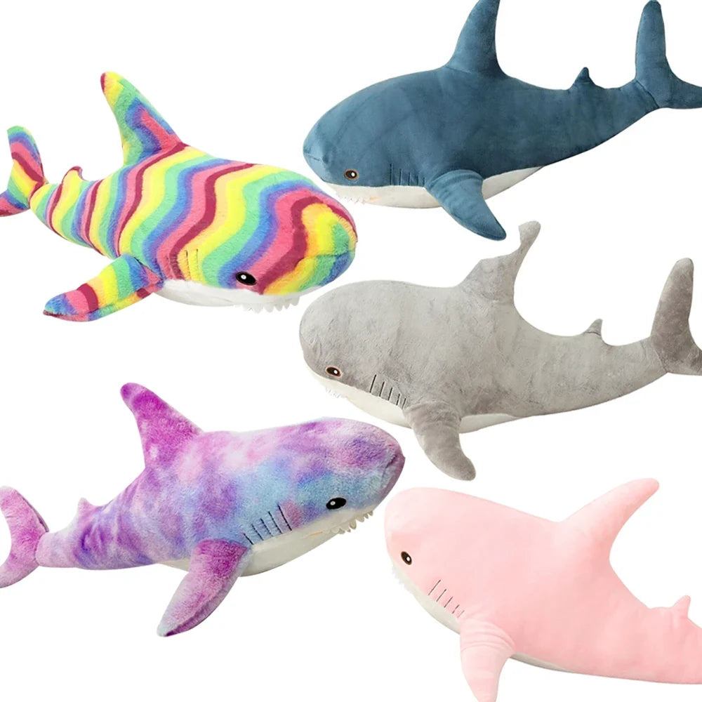 Colorful Shark Plush Toy – Soft Stuffed Animal Pillow